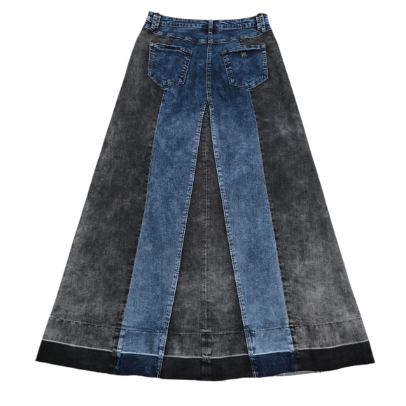 Wash Lab Denim Mixed Denim Maxi Skirt - Picture 9 of 14